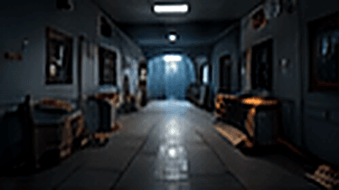 A first-person view down a dark corridor in a Roblox horror game